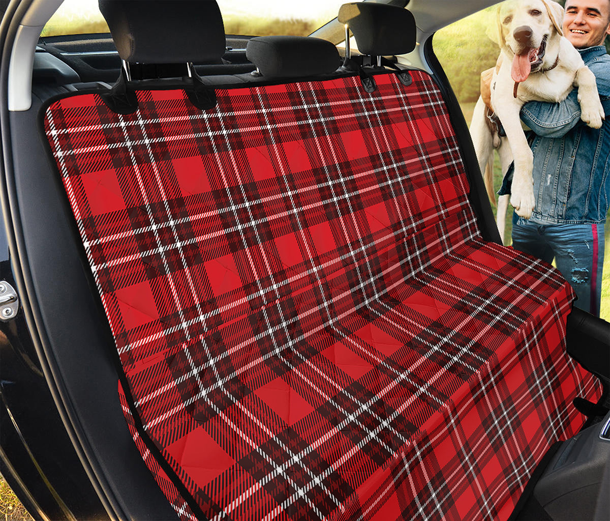 Red And White Tartan Pattern Print Pet Car Back Seat Cover