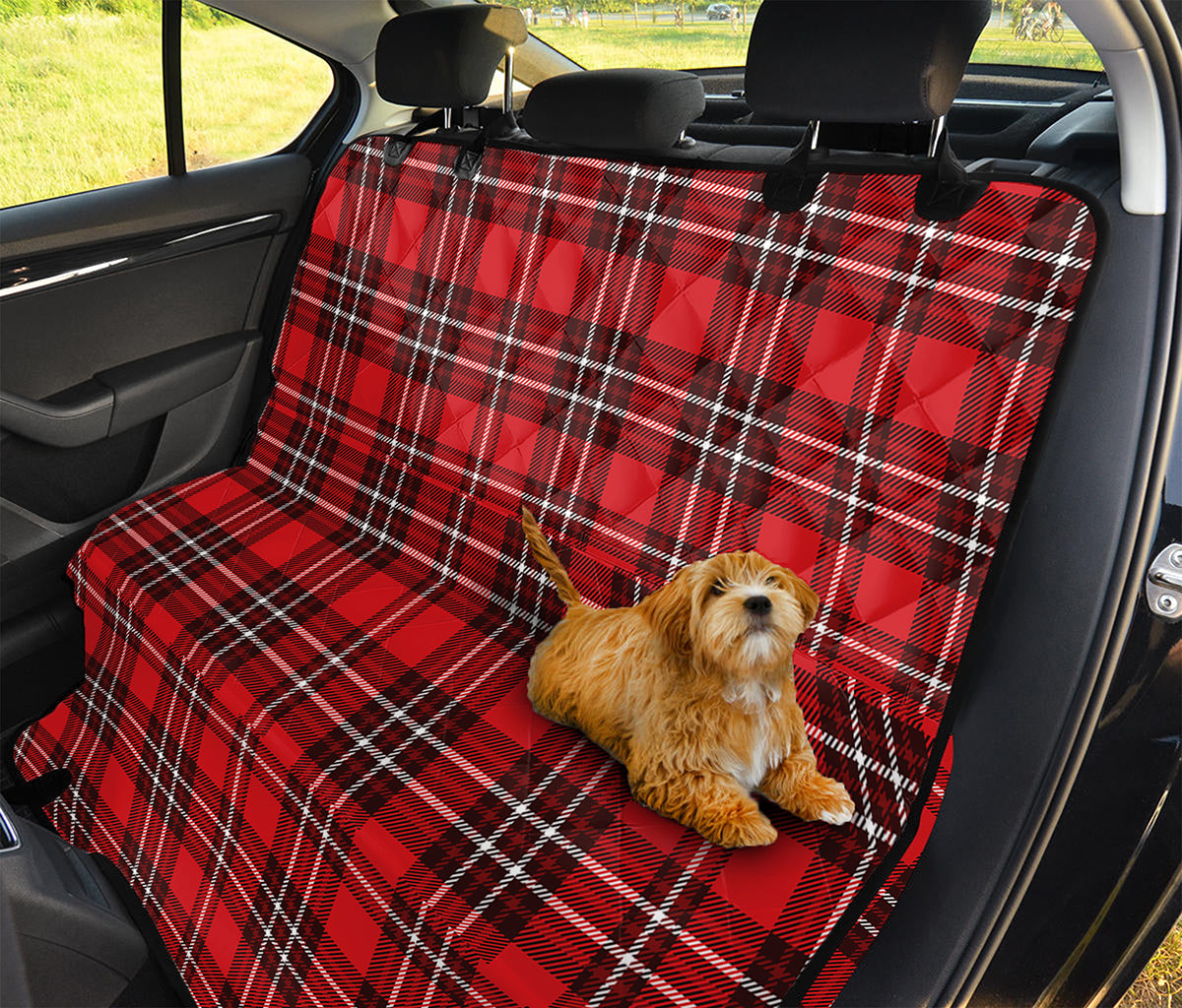 Red And White Tartan Pattern Print Pet Car Back Seat Cover