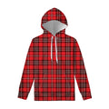 Red And White Tartan Pattern Print Pullover Hoodie