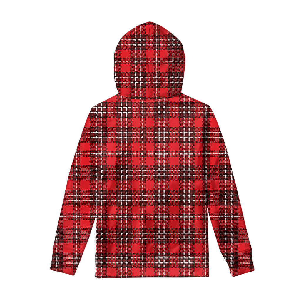 Red And White Tartan Pattern Print Pullover Hoodie