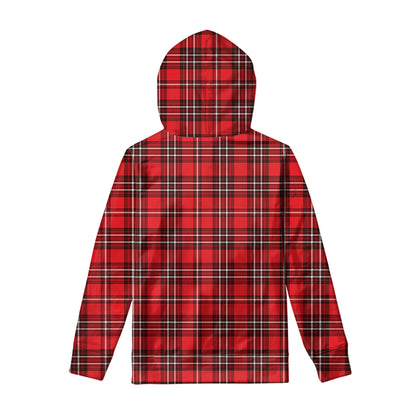 Red And White Tartan Pattern Print Pullover Hoodie