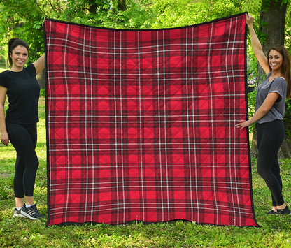 Red And White Tartan Pattern Print Quilt