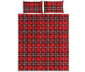 Red And White Tartan Pattern Print Quilt Bed Set