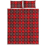 Red And White Tartan Pattern Print Quilt Bed Set