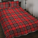 Red And White Tartan Pattern Print Quilt Bed Set