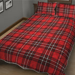 Red And White Tartan Pattern Print Quilt Bed Set