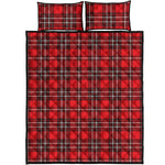 Red And White Tartan Pattern Print Quilt Bed Set
