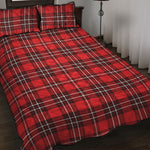 Red And White Tartan Pattern Print Quilt Bed Set