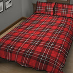 Red And White Tartan Pattern Print Quilt Bed Set