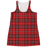 Red And White Tartan Pattern Print Women's Racerback Tank Top