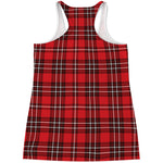 Red And White Tartan Pattern Print Women's Racerback Tank Top