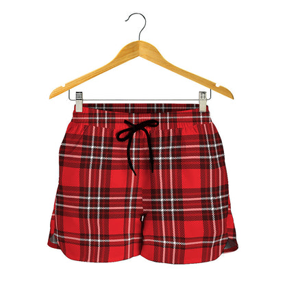 Red And White Tartan Pattern Print Women's Shorts
