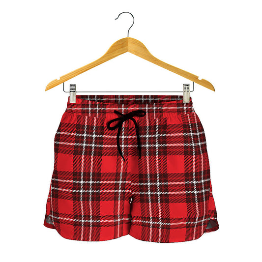 Red And White Tartan Pattern Print Women's Shorts