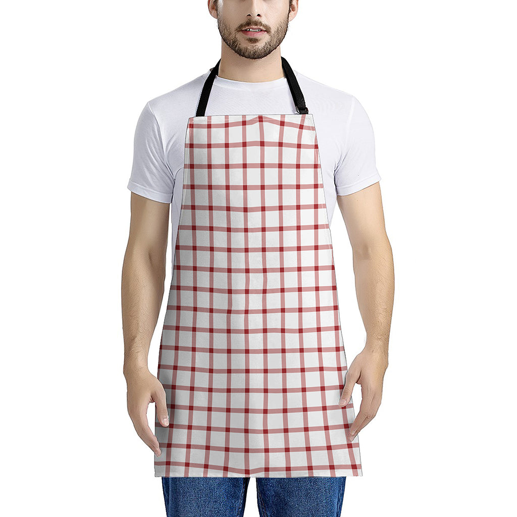 Red And White Tattersall Pattern Print Apron