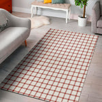 Red And White Tattersall Pattern Print Area Rug