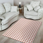 Red And White Tattersall Pattern Print Area Rug