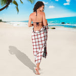 Red And White Tattersall Pattern Print Beach Sarong Wrap