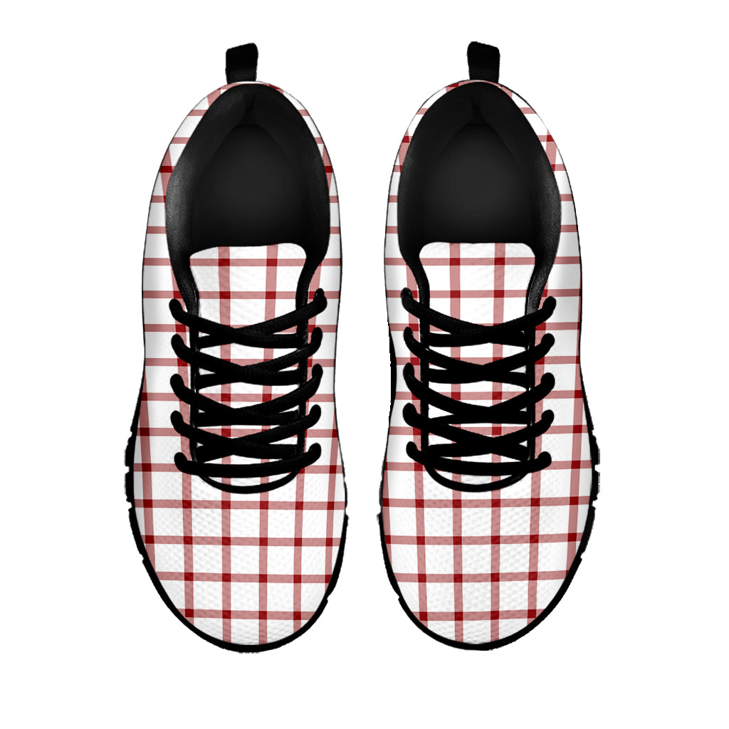 Red And White Tattersall Pattern Print Black Sneakers