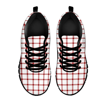 Red And White Tattersall Pattern Print Black Sneakers