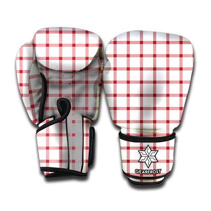 Red And White Tattersall Pattern Print Boxing Gloves
