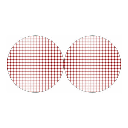 Red And White Tattersall Pattern Print Car Coasters
