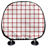 Red And White Tattersall Pattern Print Car Headrest Covers