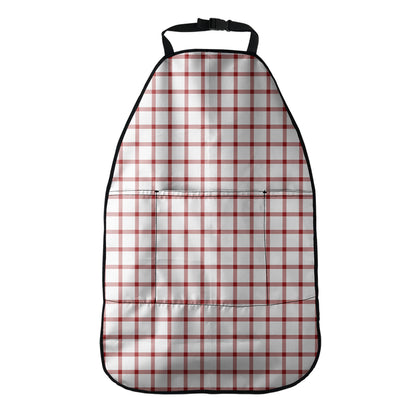 Red And White Tattersall Pattern Print Car Seat Organizers