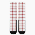 Red And White Tattersall Pattern Print Crew Socks