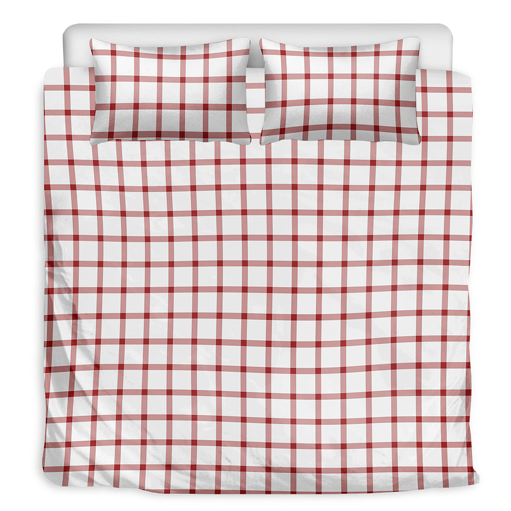 Red And White Tattersall Pattern Print Duvet Cover Bedding Set