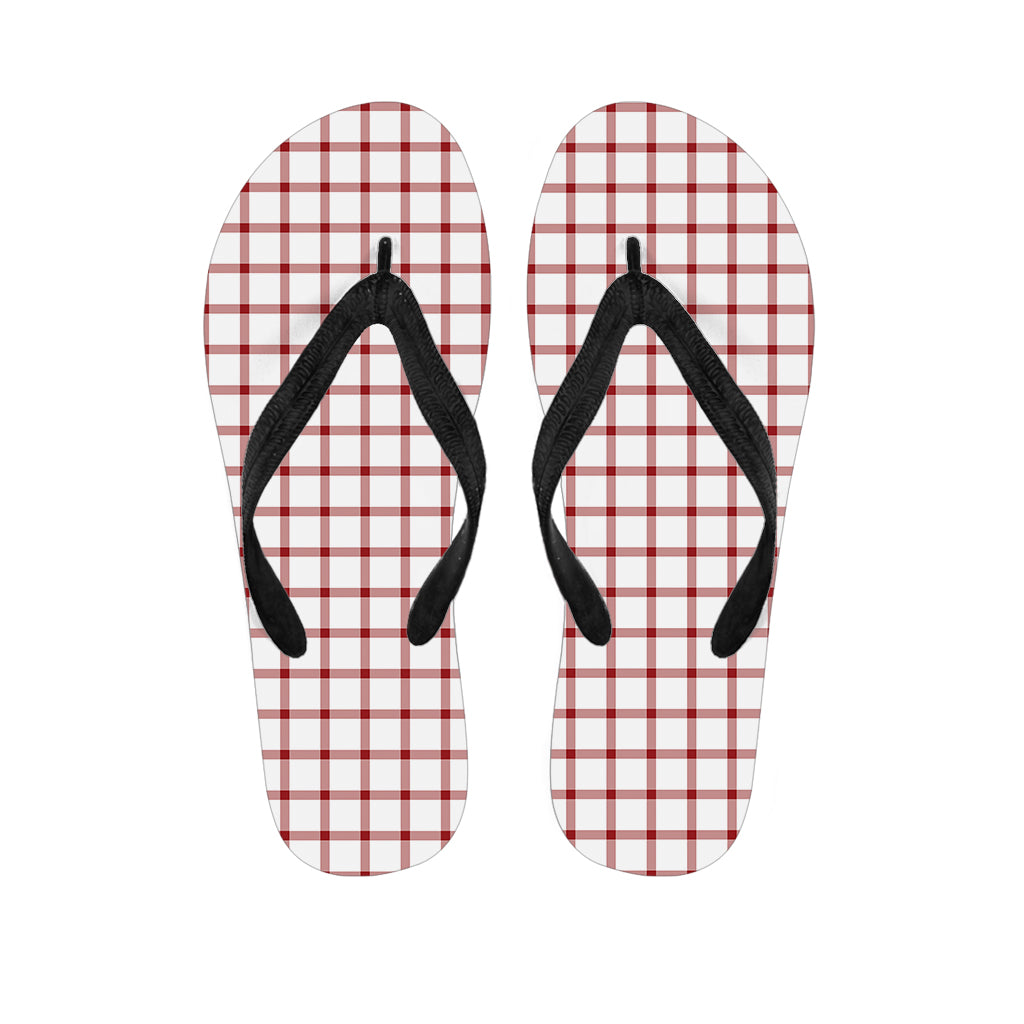 Red And White Tattersall Pattern Print Flip Flops