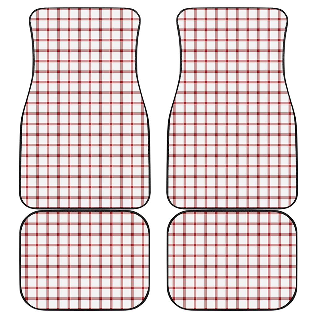 Red And White Tattersall Pattern Print Front and Back Car Floor Mats