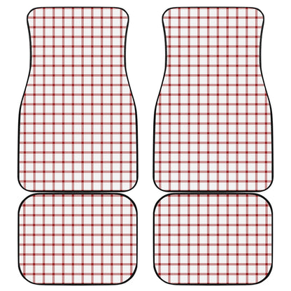 Red And White Tattersall Pattern Print Front and Back Car Floor Mats