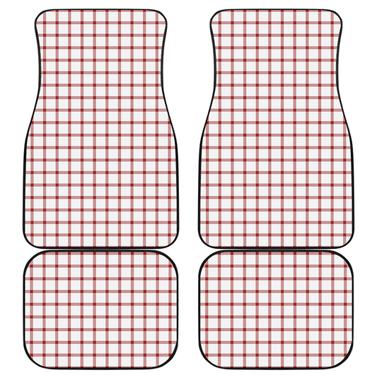 Red And White Tattersall Pattern Print Front and Back Car Floor Mats