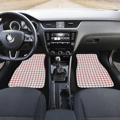 Red And White Tattersall Pattern Print Front and Back Car Floor Mats