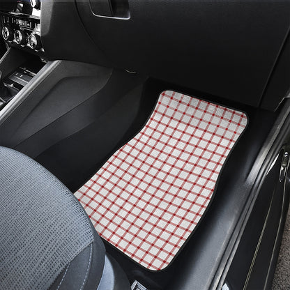 Red And White Tattersall Pattern Print Front and Back Car Floor Mats