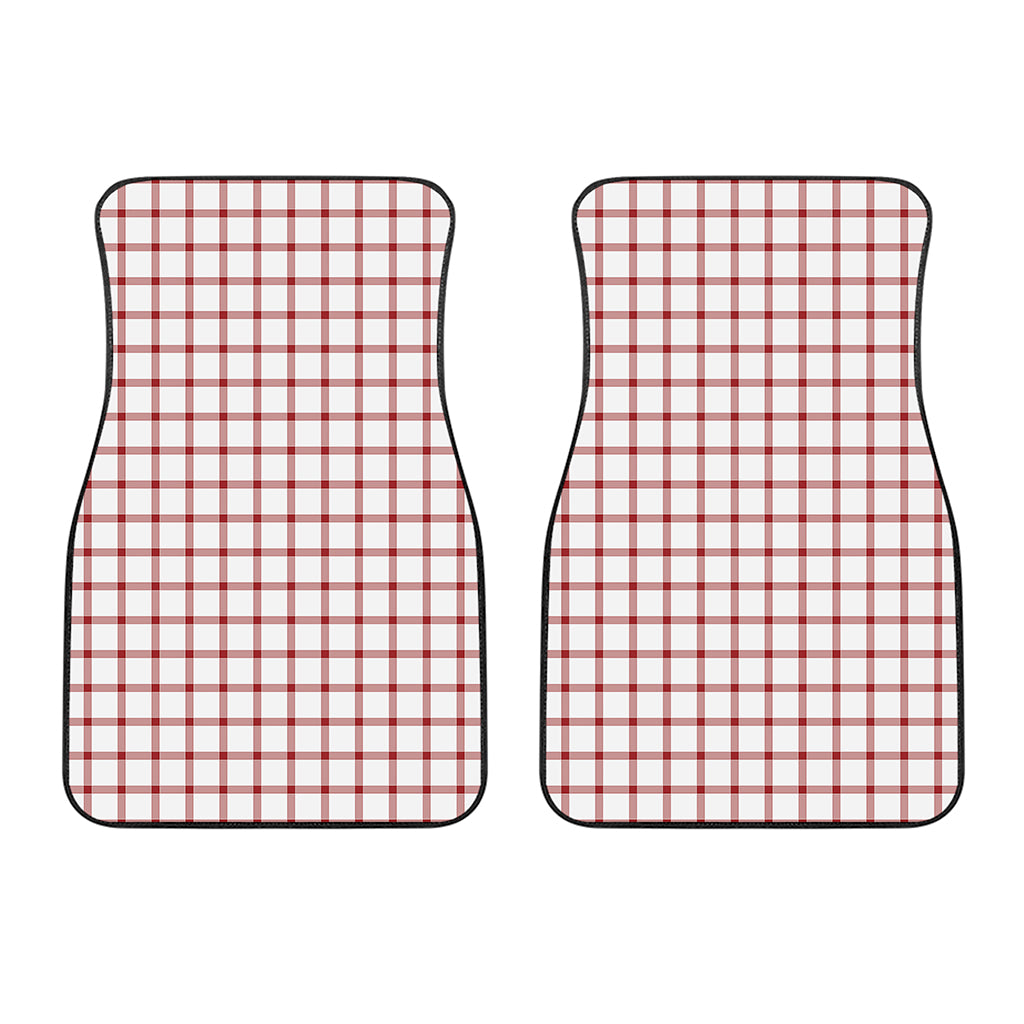 Red And White Tattersall Pattern Print Front Car Floor Mats