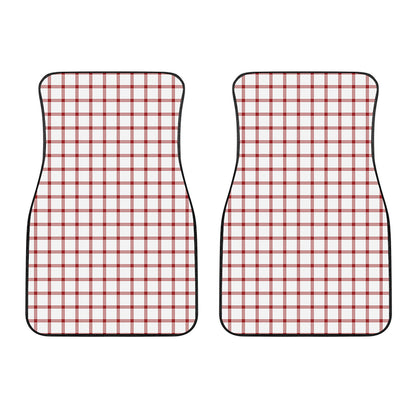 Red And White Tattersall Pattern Print Front Car Floor Mats