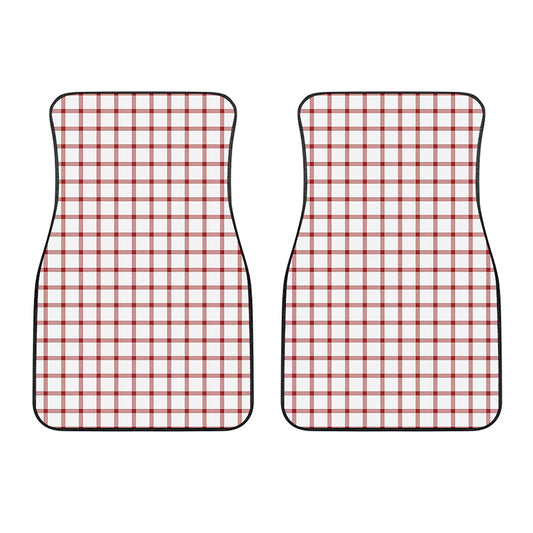 Red And White Tattersall Pattern Print Front Car Floor Mats
