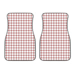 Red And White Tattersall Pattern Print Front Car Floor Mats