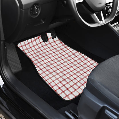 Red And White Tattersall Pattern Print Front Car Floor Mats