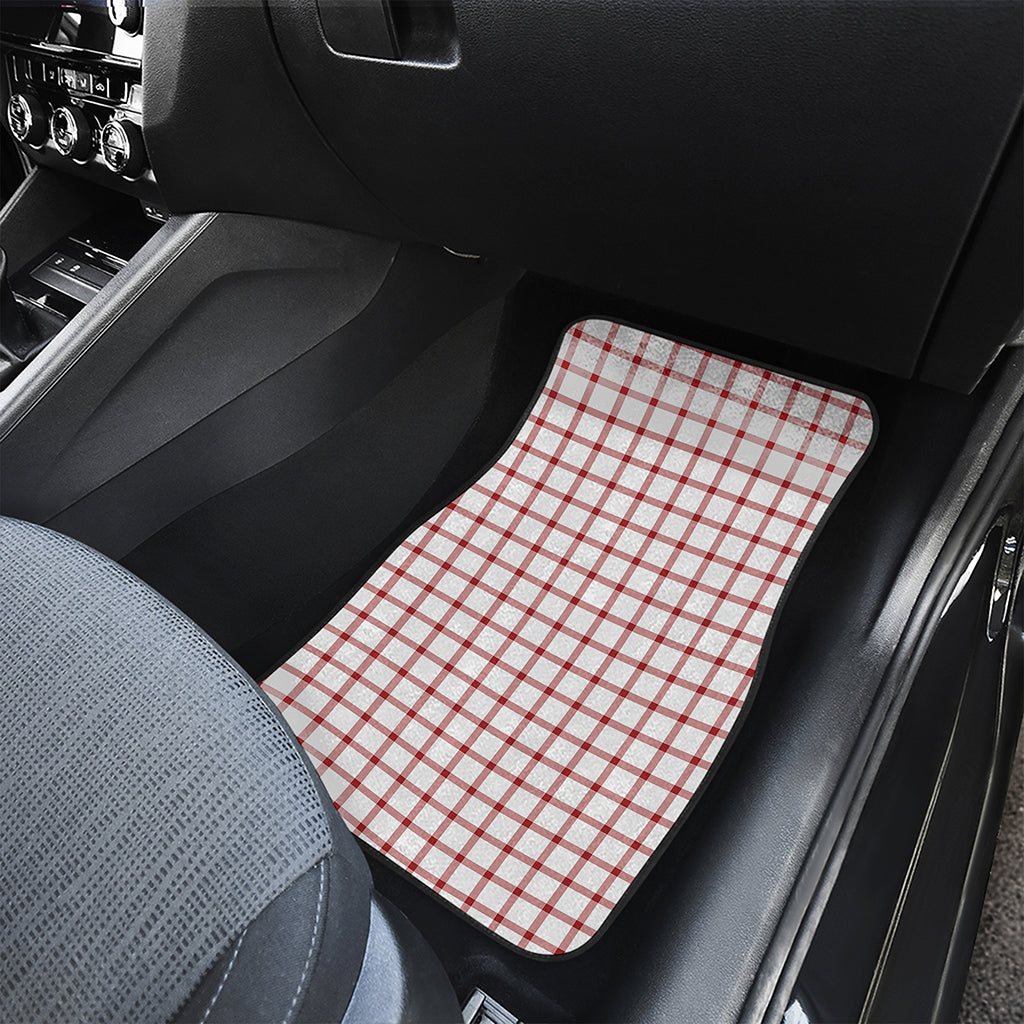 Red And White Tattersall Pattern Print Front Car Floor Mats