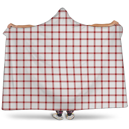 Red And White Tattersall Pattern Print Hooded Blanket