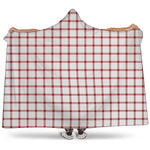 Red And White Tattersall Pattern Print Hooded Blanket