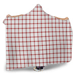 Red And White Tattersall Pattern Print Hooded Blanket