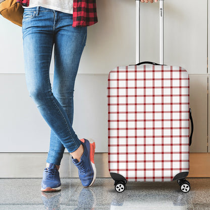 Red And White Tattersall Pattern Print Luggage Cover