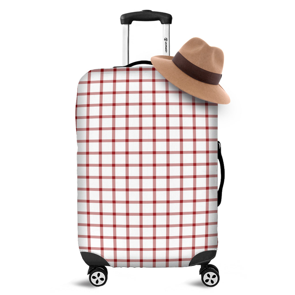 Red And White Tattersall Pattern Print Luggage Cover