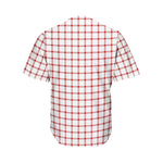 Red And White Tattersall Pattern Print Men's Baseball Jersey