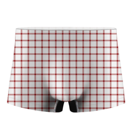 Red And White Tattersall Pattern Print Men's Boxer Briefs