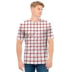 Red And White Tattersall Pattern Print Men's T-Shirt