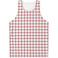 Red And White Tattersall Pattern Print Men's Tank Top